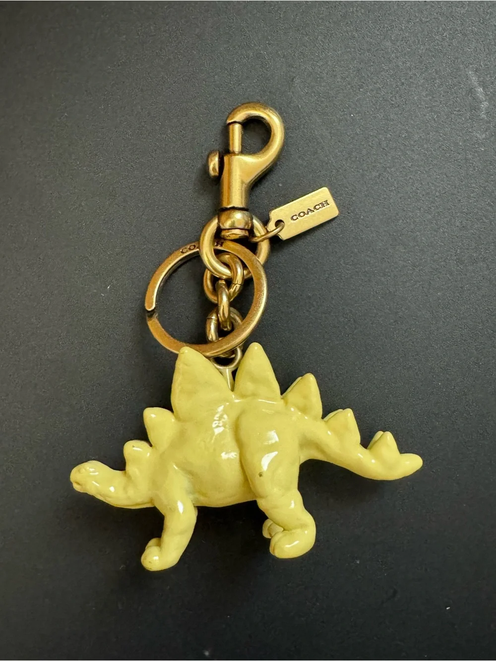 Coach Yellow Stegosaurus Keychain Charm